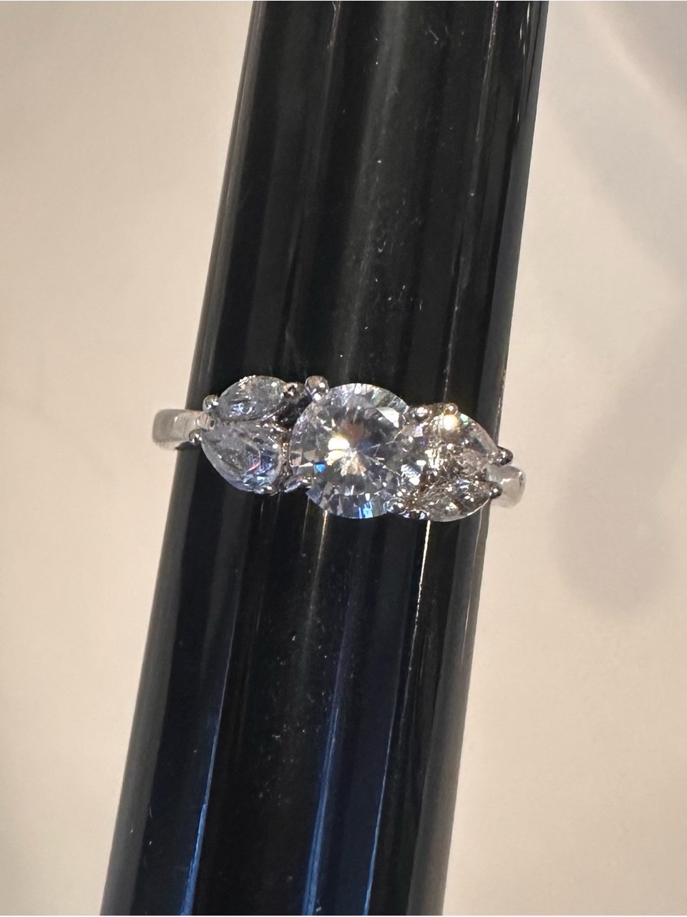 Like New - Never Worn Silver Ring with CZ stones, Size 7-1/4